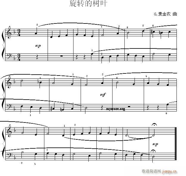 钢琴启蒙小曲 96 旋转的树叶(钢琴谱)1