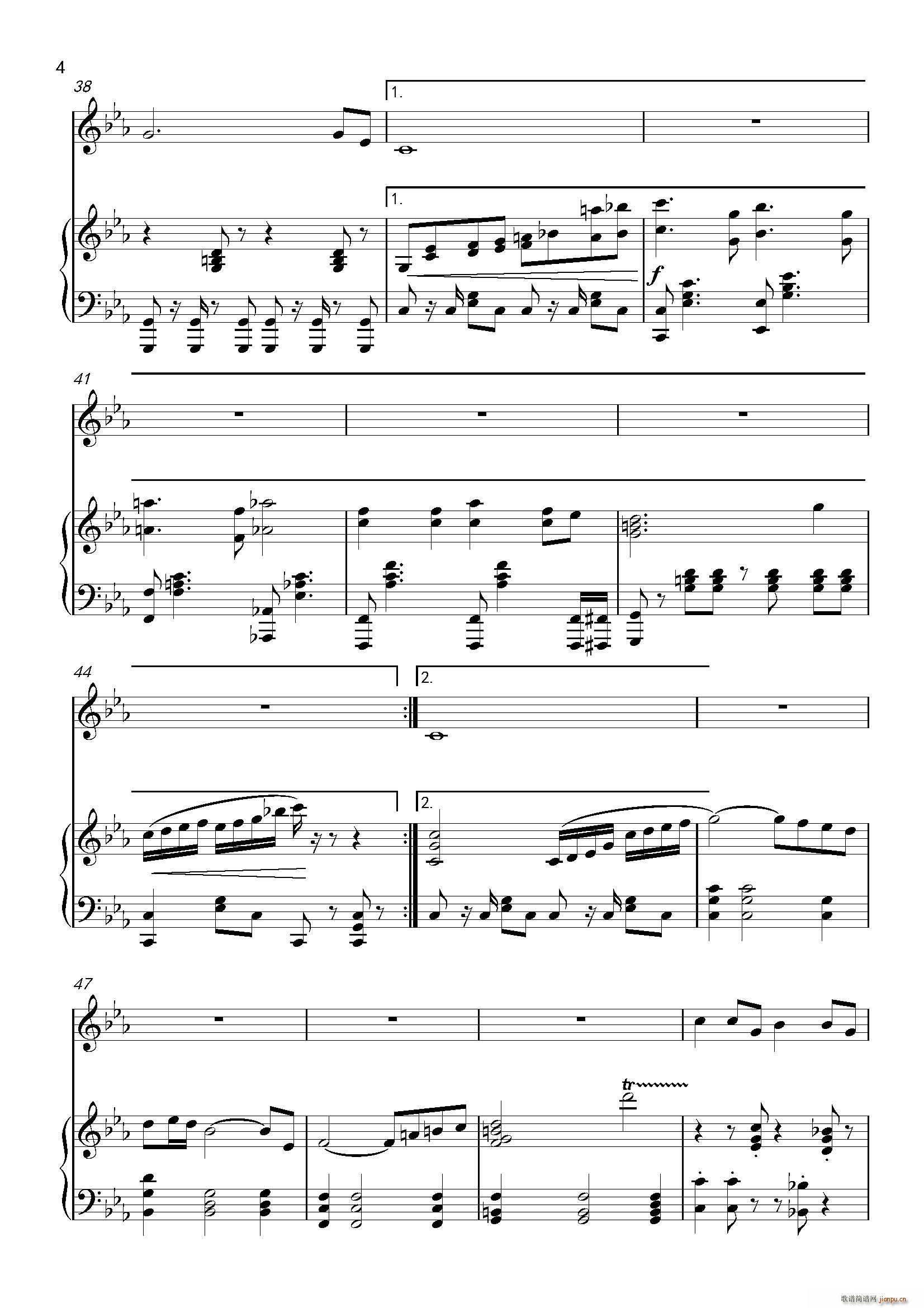 心在阳光下散步 单声部 钢琴伴奏谱(钢琴谱)5