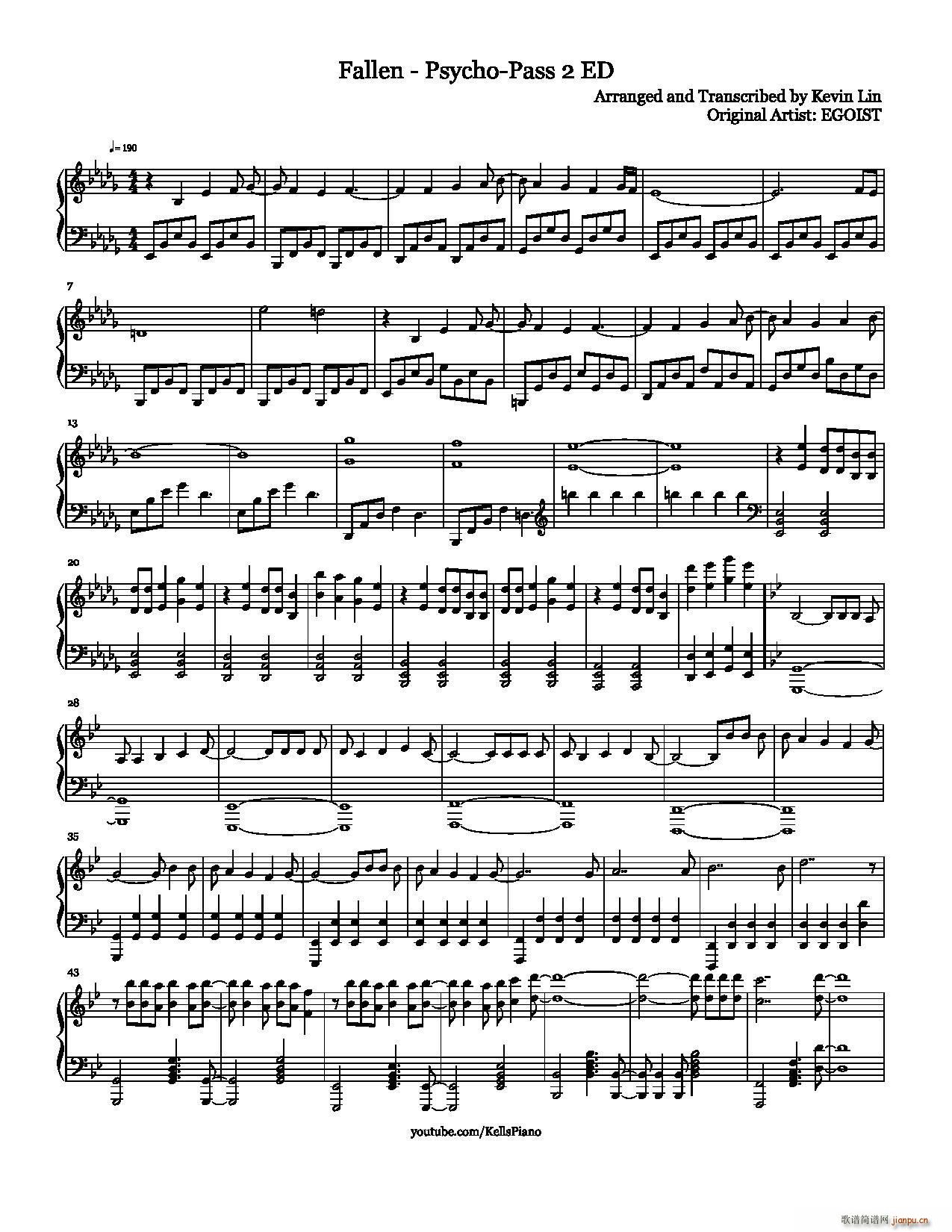 Fallen Psycho Pass 2 ED(钢琴谱)1