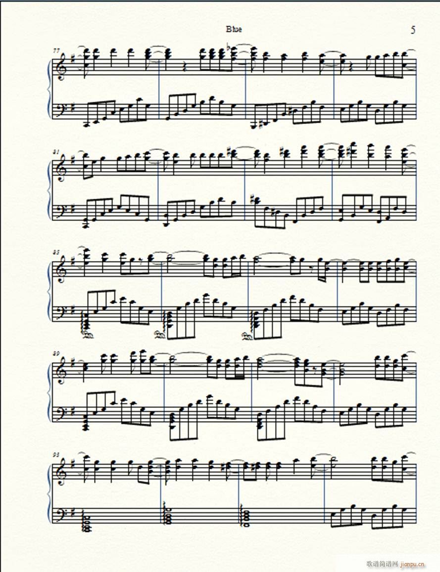 blue(钢琴谱)5