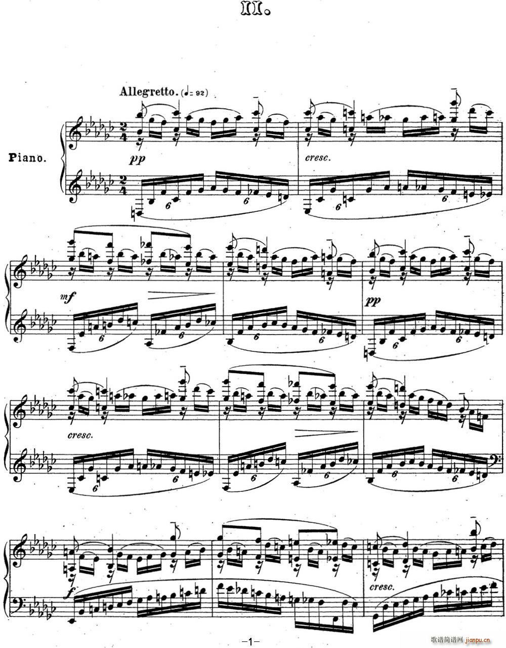 拉赫玛尼诺夫 音乐瞬间 Op 16 No 2 降e小调(钢琴谱)1