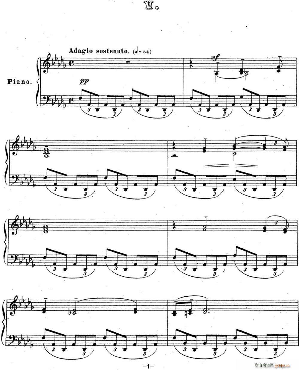 拉赫玛尼诺夫 音乐瞬间 Op 16 No 5 降D大调(钢琴谱)1