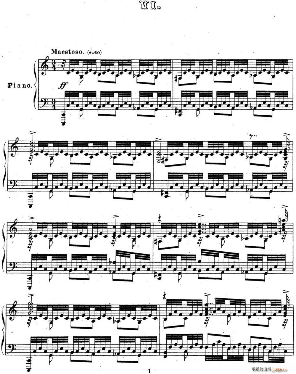 拉赫玛尼诺夫 音乐瞬间 Op 16 No 6 C大调(钢琴谱)1