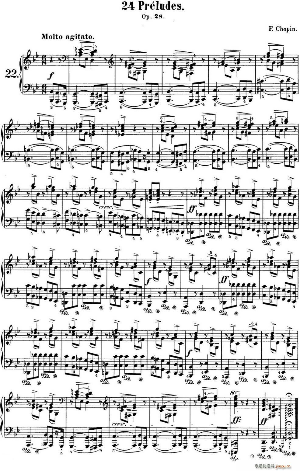 肖邦 24首钢琴前奏曲 Op 28 No 22 G小调(钢琴谱)1