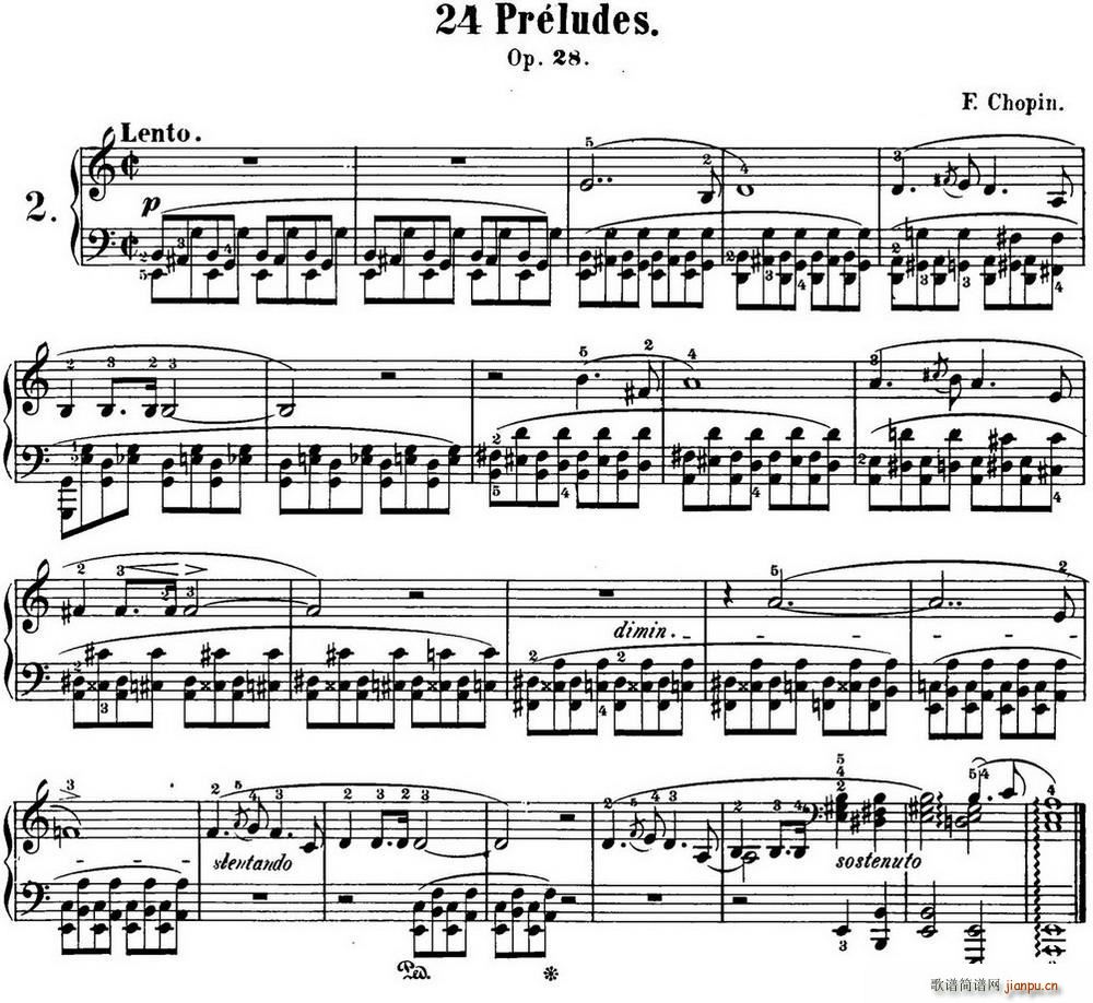肖邦 24首钢琴前奏曲 Op 28 No 2 A小调(钢琴谱)1