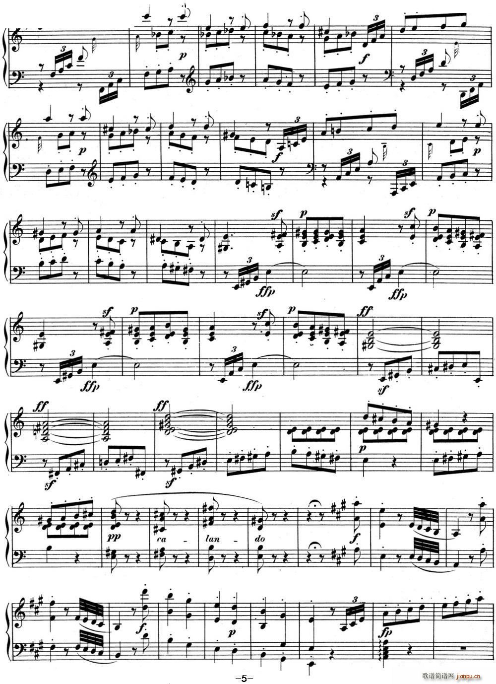 贝多芬钢琴奏鸣曲02 A大调 Op 2 No 2 A major(钢琴谱)5