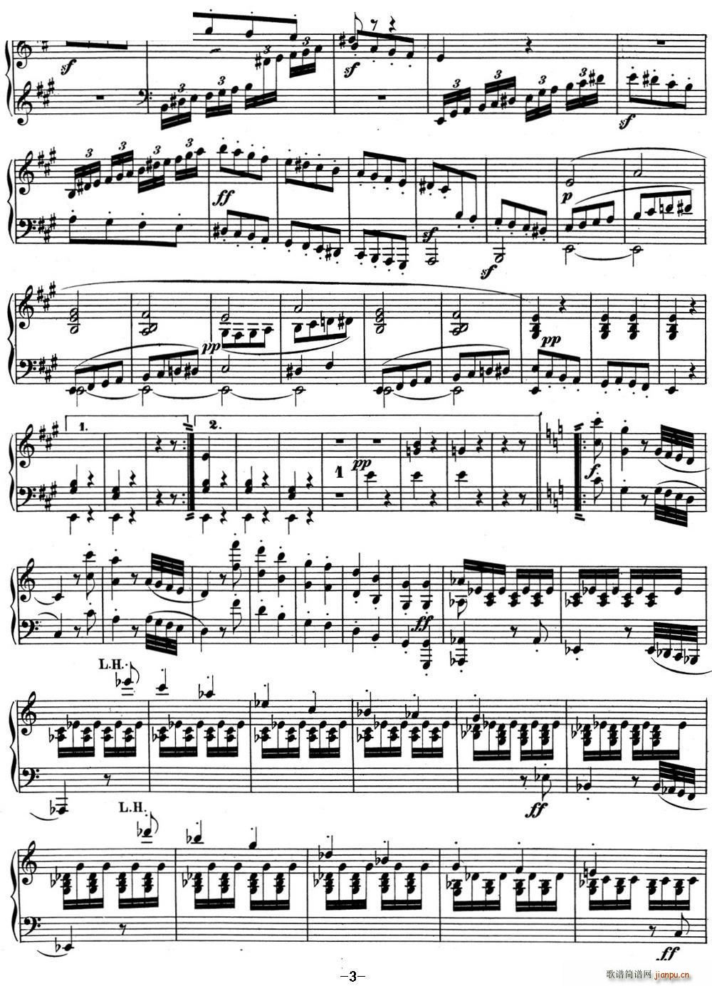 贝多芬钢琴奏鸣曲02 A大调 Op 2 No 2 A major(钢琴谱)3