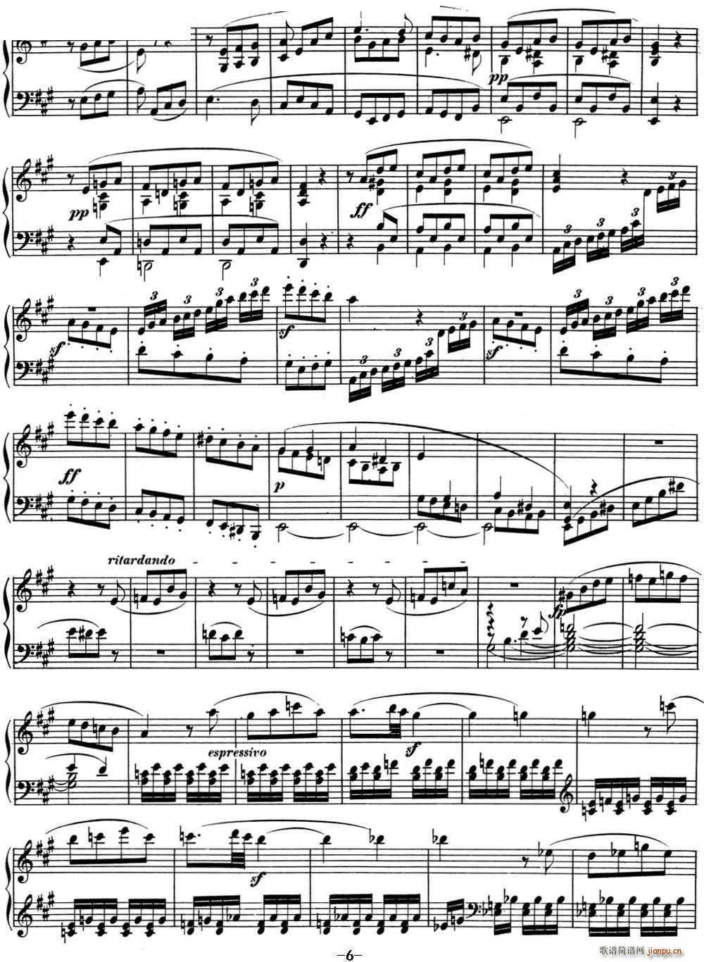 贝多芬钢琴奏鸣曲02 A大调 Op 2 No 2 A major(钢琴谱)6