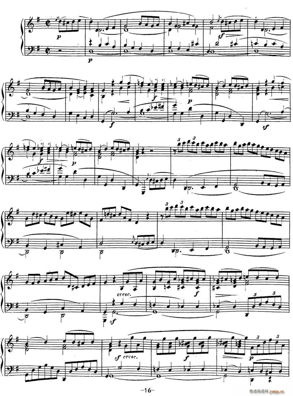 贝多芬钢琴奏鸣曲16 G大调 Op 31 No 1 G major(钢琴谱)16
