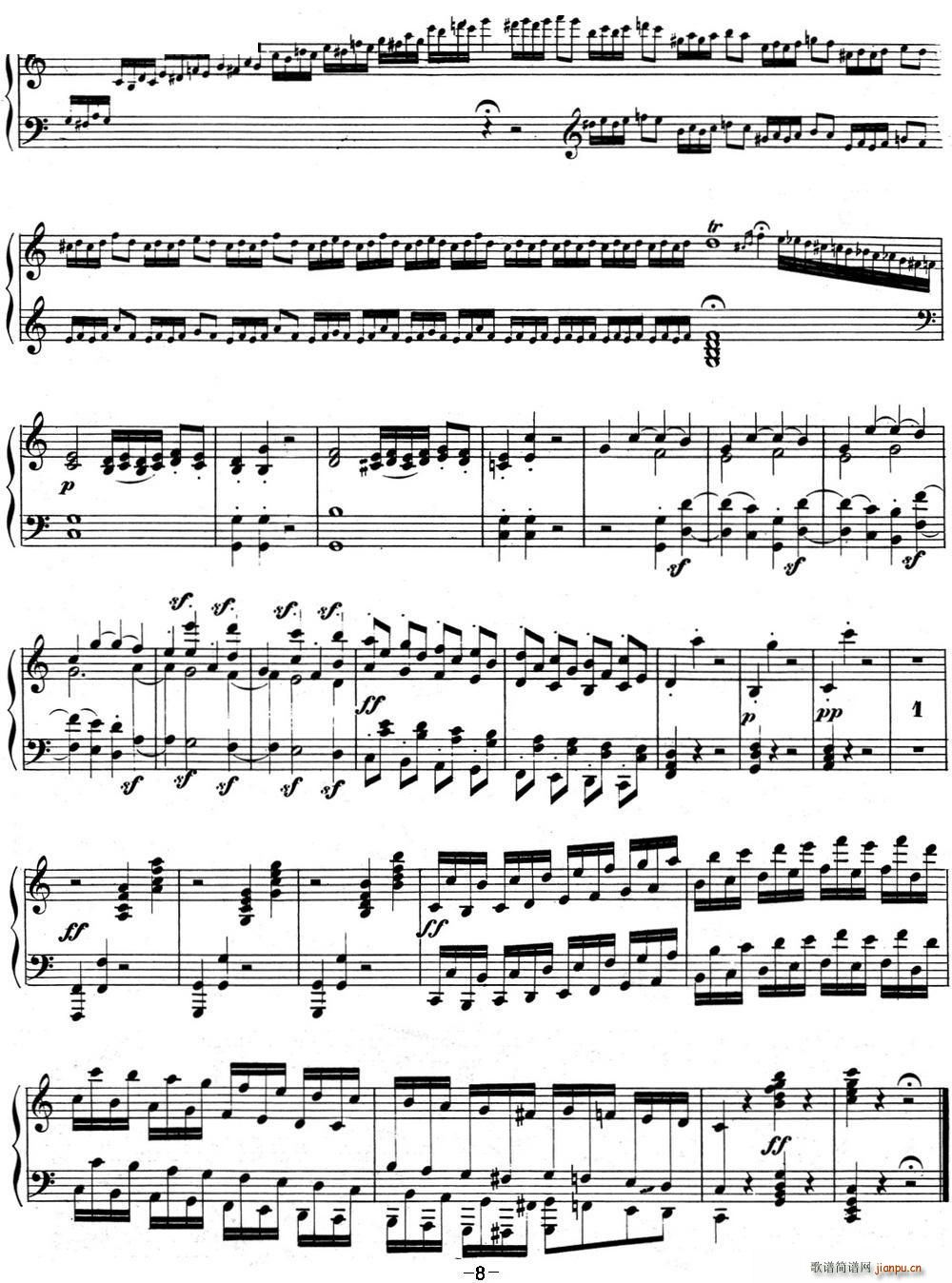 贝多芬钢琴奏鸣曲03 C大调 Op 2 No 3 C major(钢琴谱)8