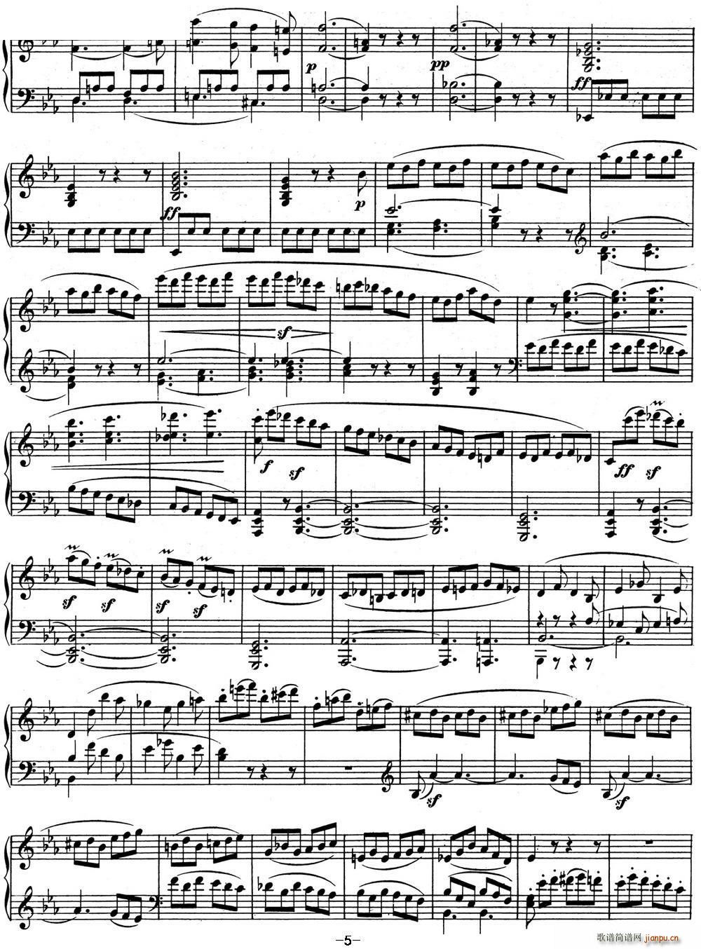 贝多芬钢琴奏鸣曲04 大调奏鸣曲 降E大调 Op 7 E flat major(钢琴谱)5
