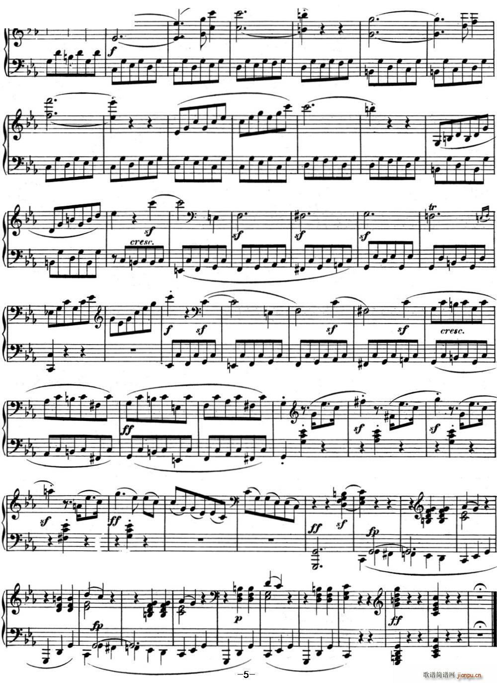 贝多芬钢琴奏鸣曲05 c小调 Op 10 No 1 C minor(钢琴谱)5