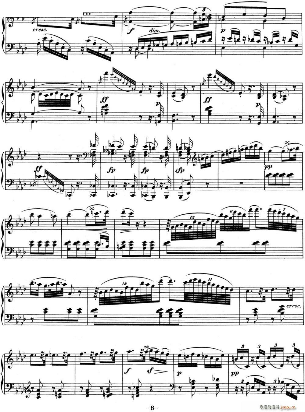 贝多芬钢琴奏鸣曲05 c小调 Op 10 No 1 C minor(钢琴谱)8