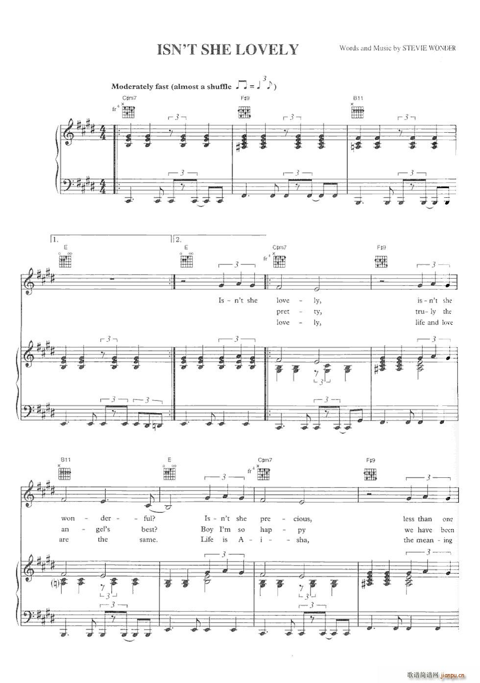 Isn t She Lovely(钢琴谱)1