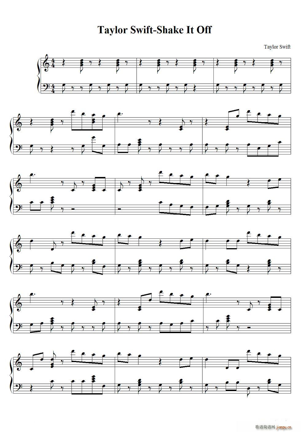 Shake It Off(钢琴谱)1