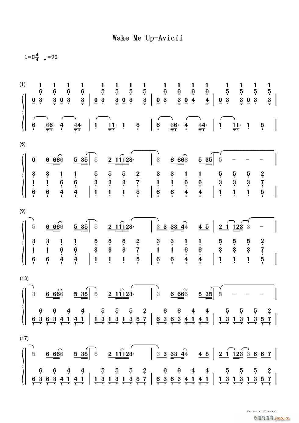 Wake Me Up 双手(钢琴谱)1
