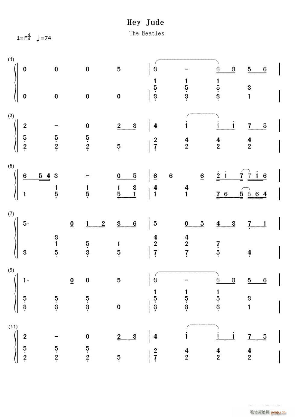 Hey Jude 双手(钢琴谱)1
