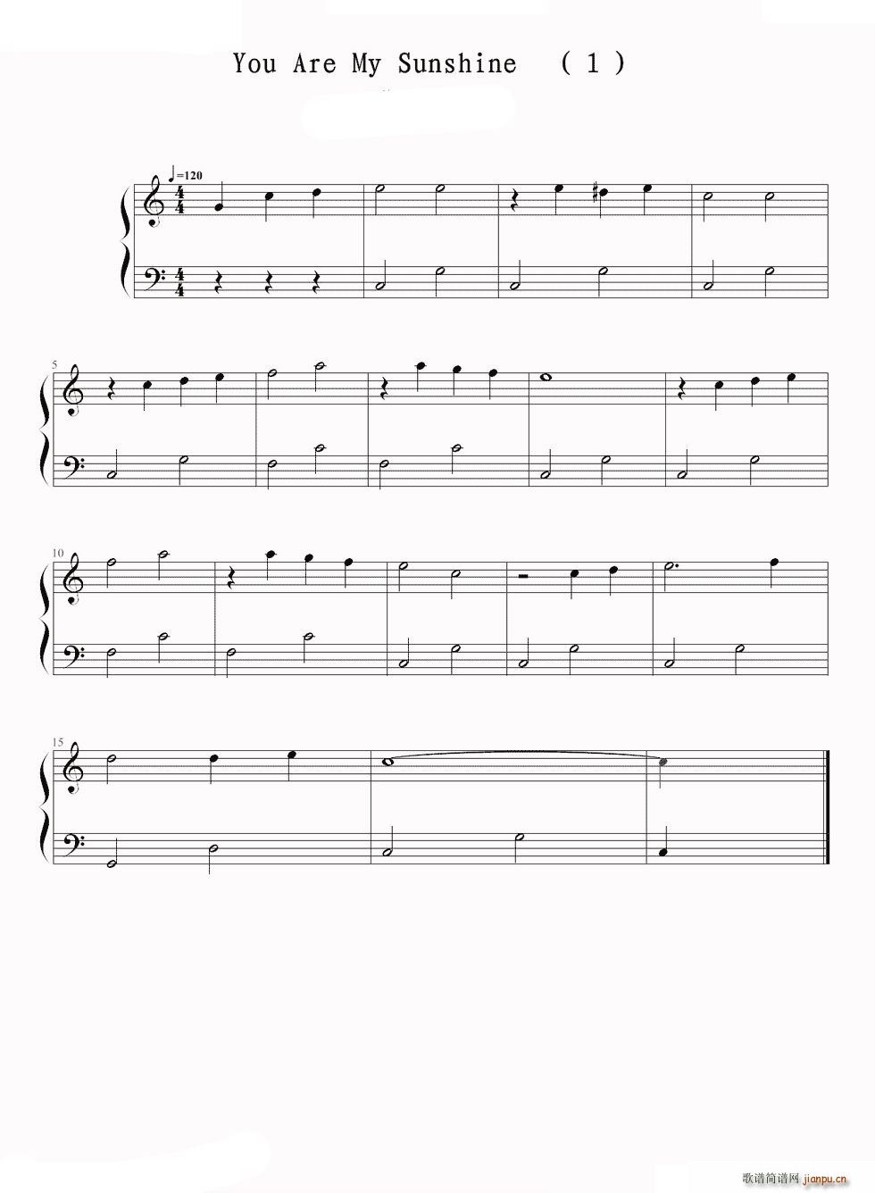 You Are My Sunshine超简单版(钢琴谱)1