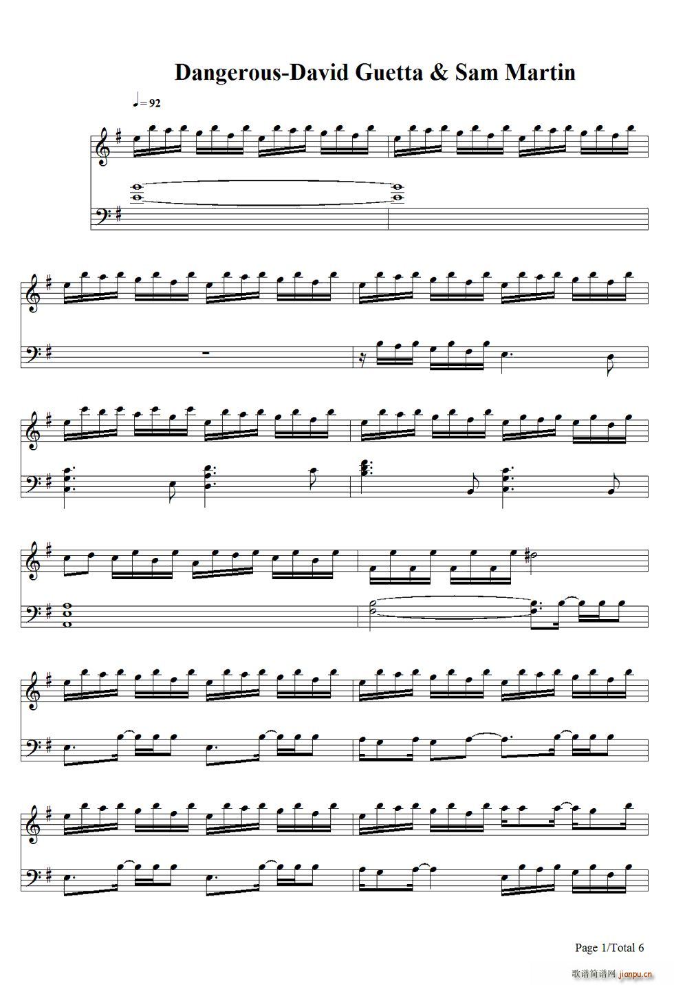 Dangerous(钢琴谱)1
