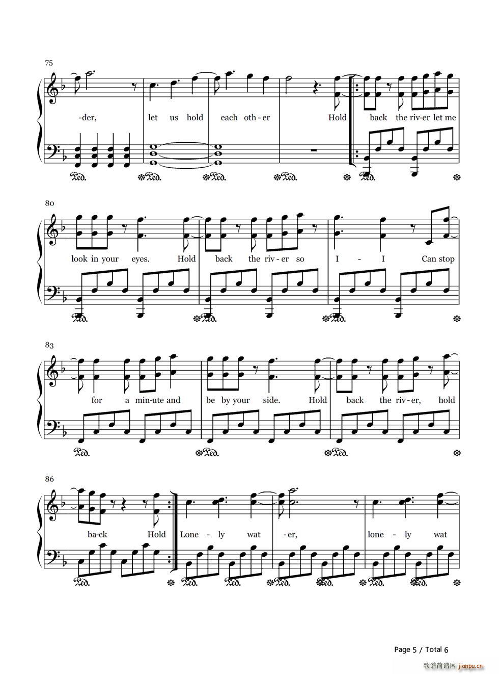 Hold Back the River(钢琴谱)5