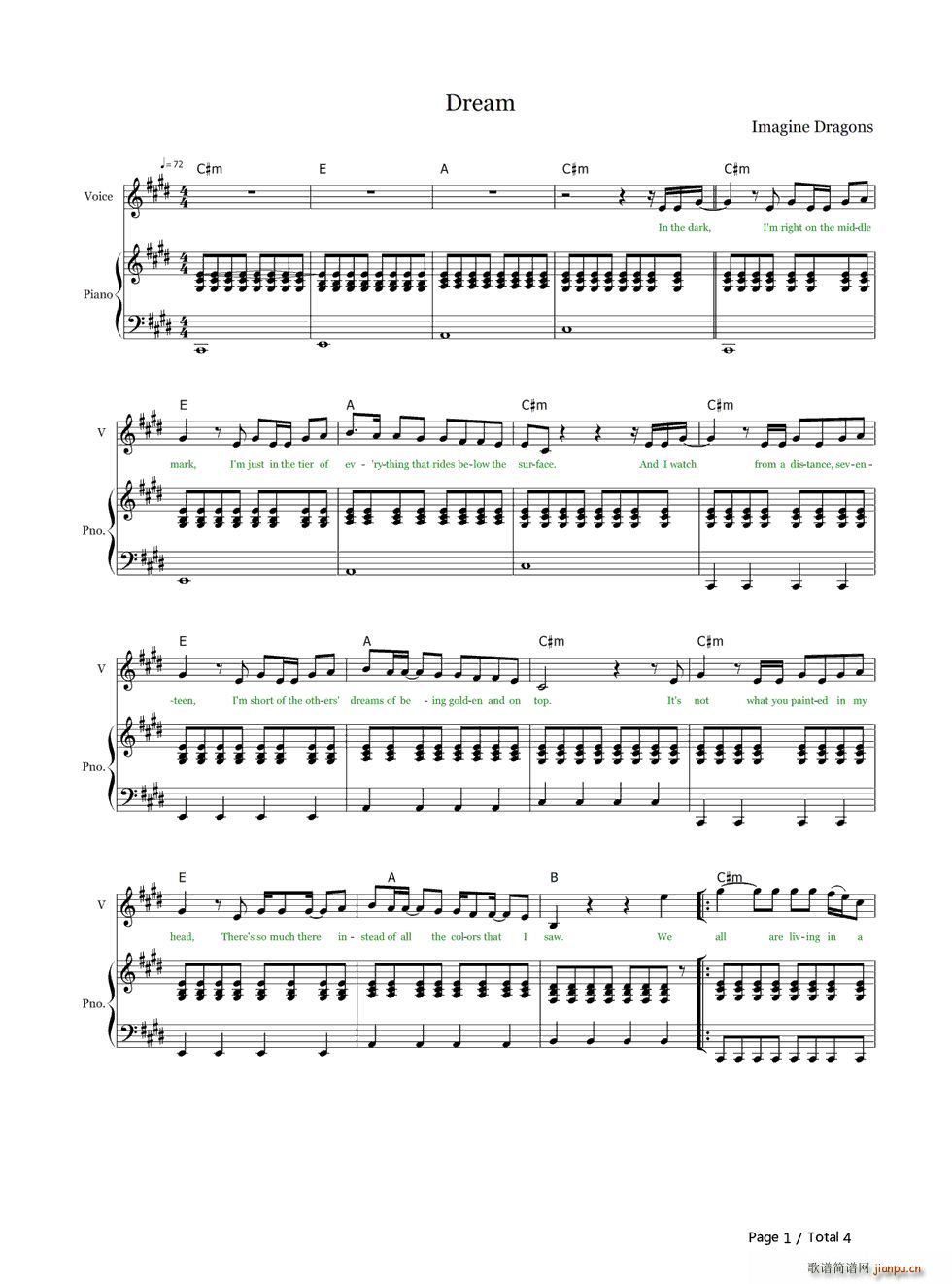 Dream(钢琴谱)1