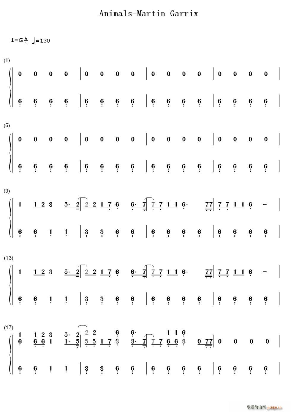 Animals 双手(钢琴谱)1