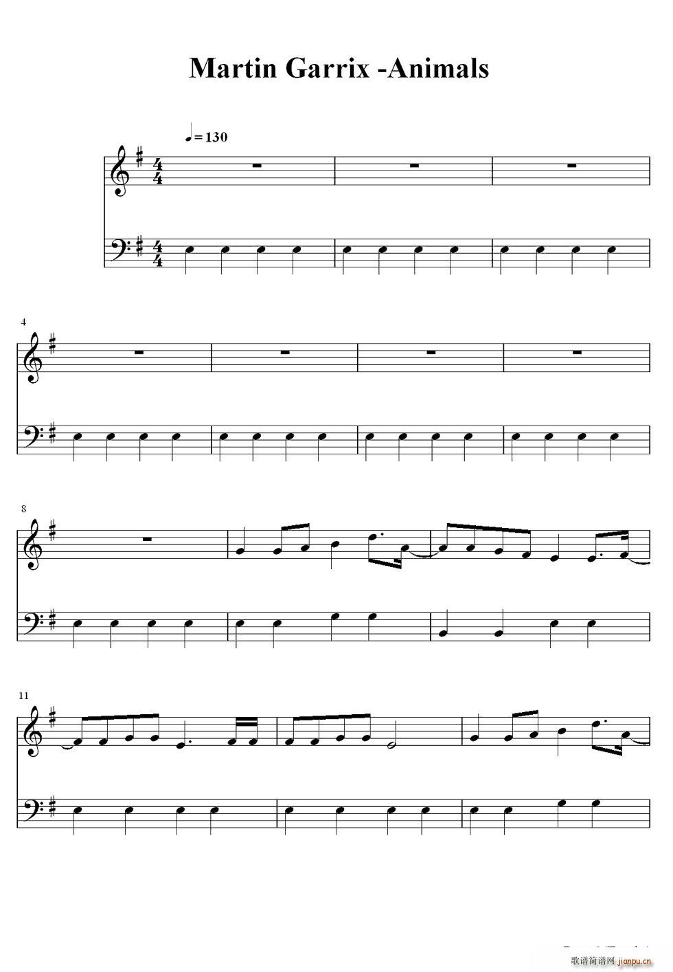 Animals(钢琴谱)1