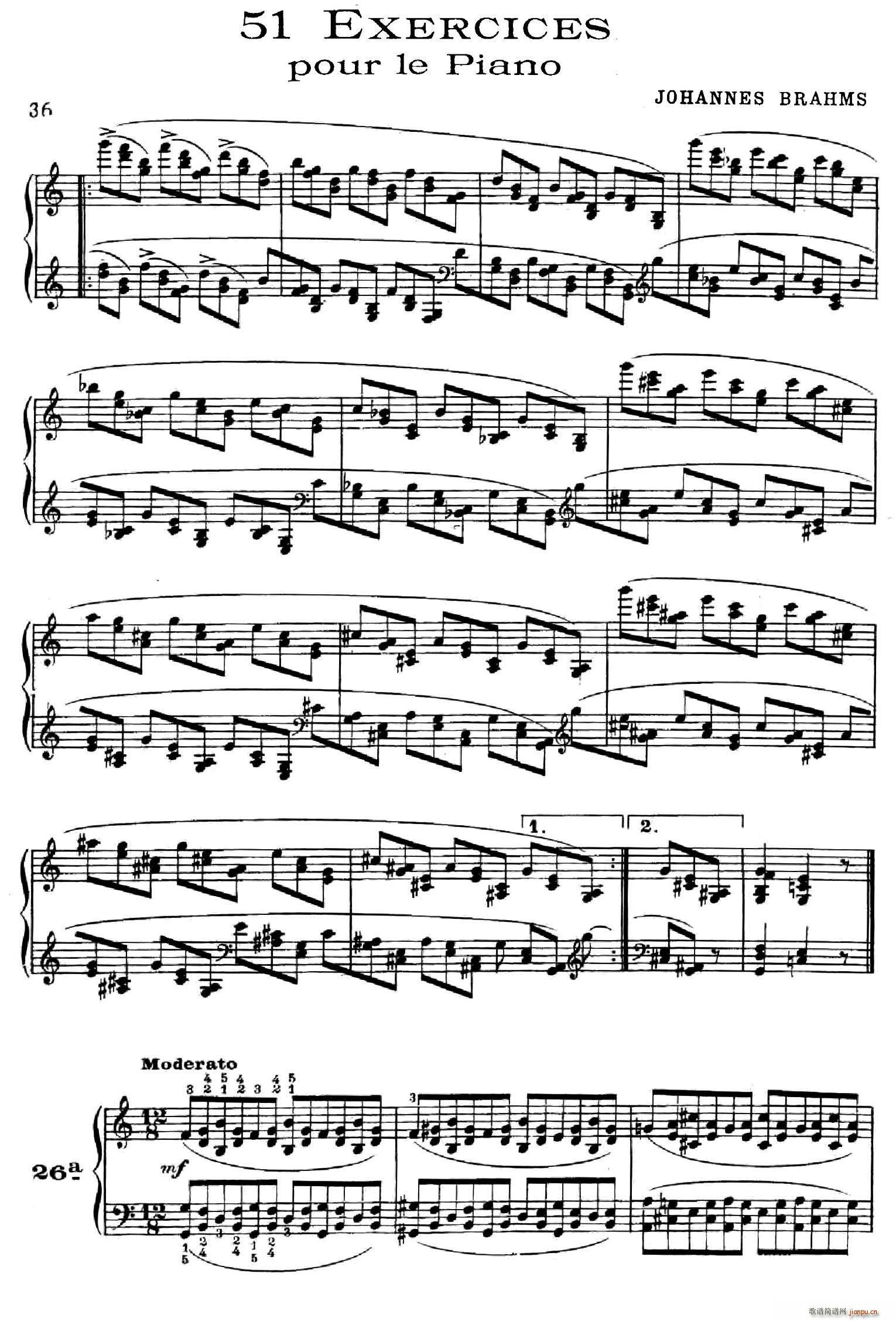 51 Exercises WoO 6 51首钢琴练习 26 30(钢琴谱)1