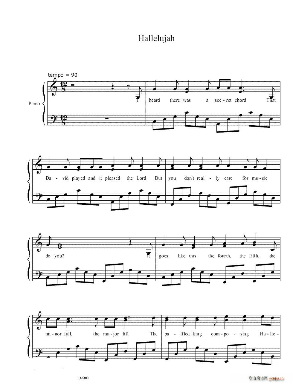 Hallelujah(钢琴谱)1