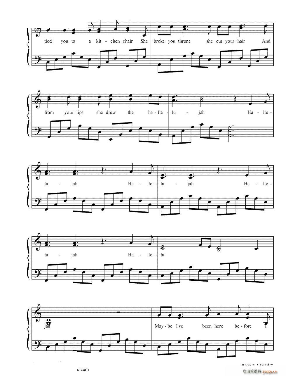 Hallelujah(钢琴谱)3