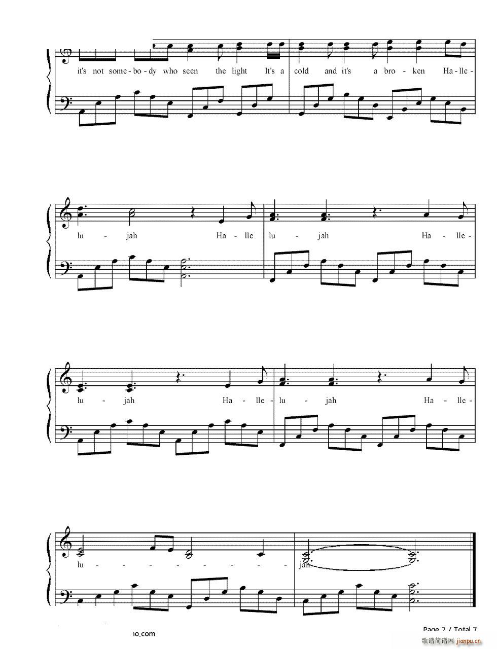 Hallelujah(钢琴谱)7