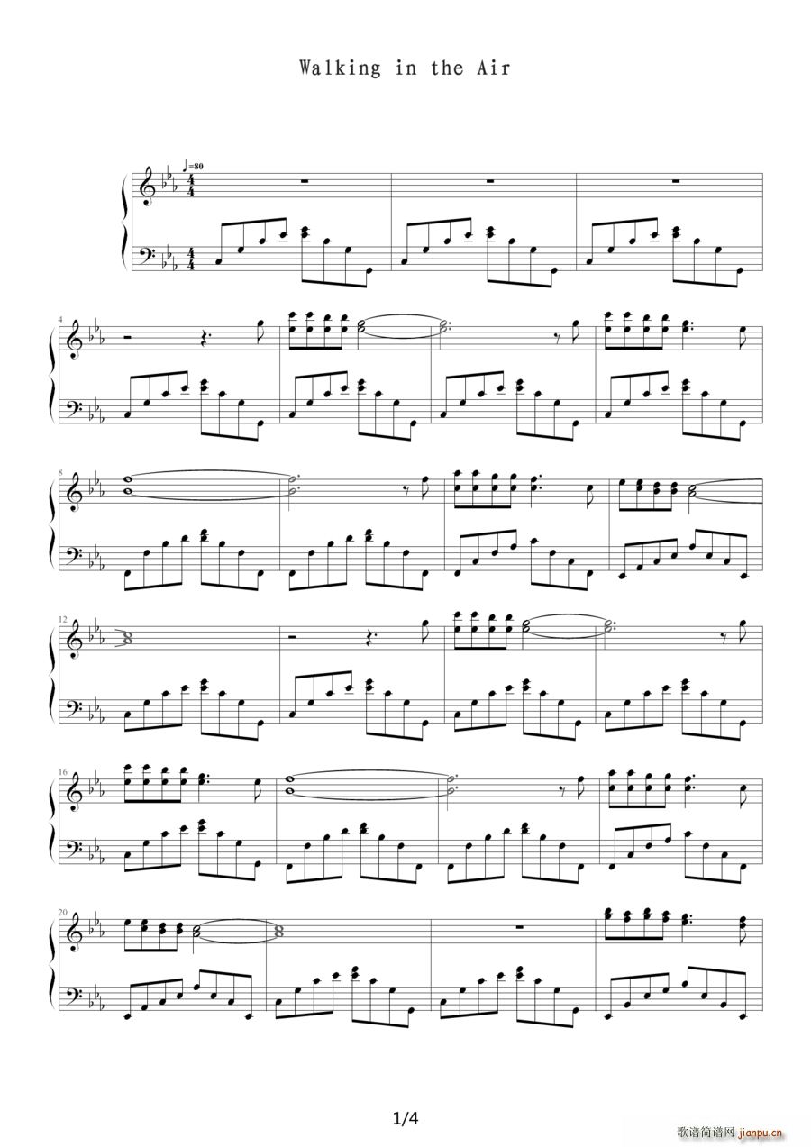 Walking in the air(钢琴谱)1