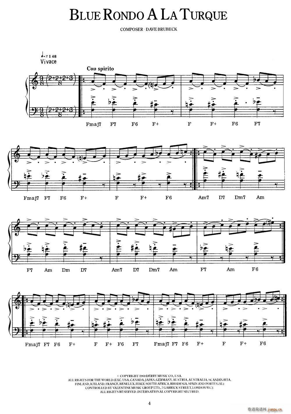 Blue Rondo A La Turque 蓝色回旋曲(钢琴谱)1