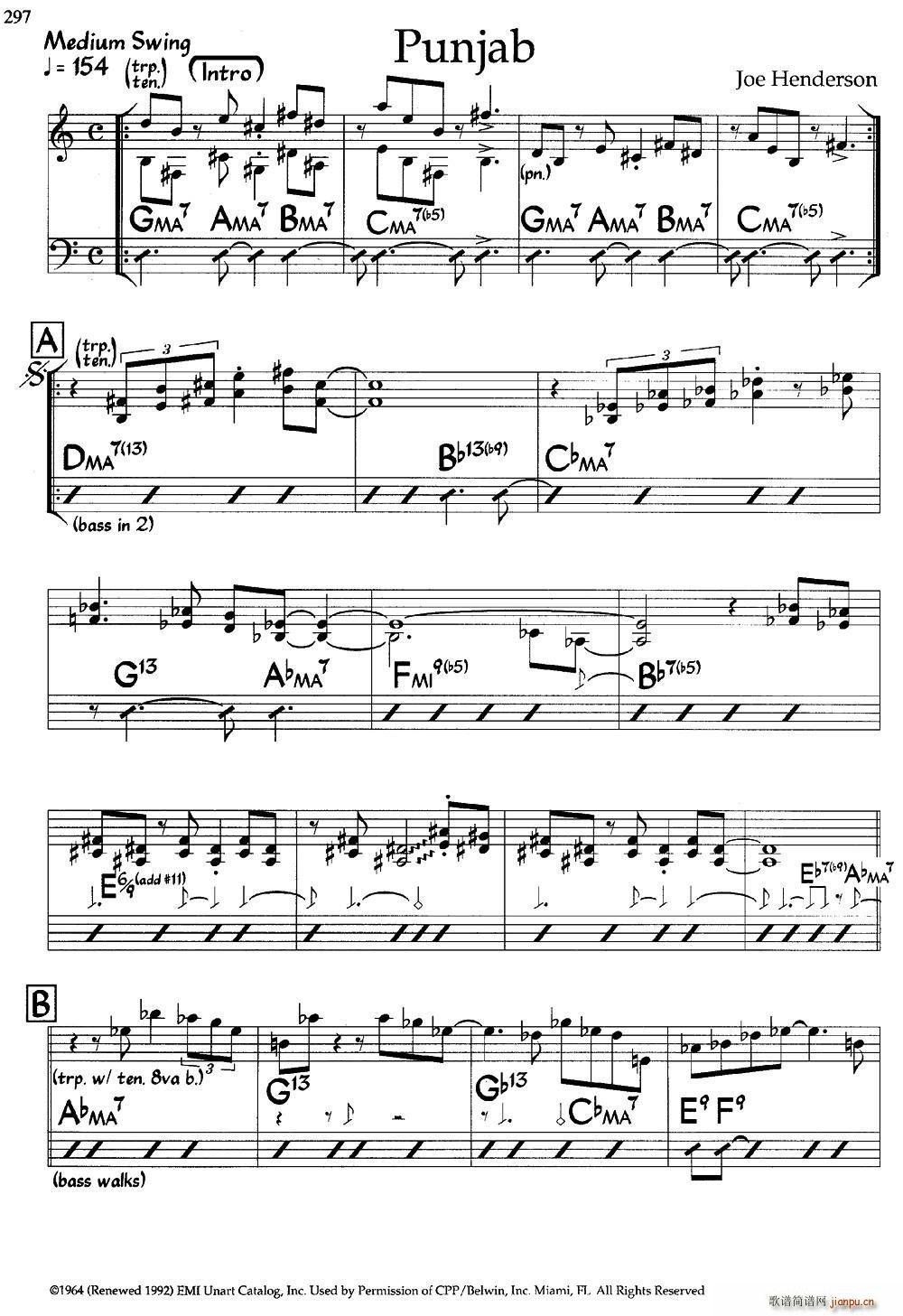 Punjab 爵士钢琴曲(钢琴谱)1