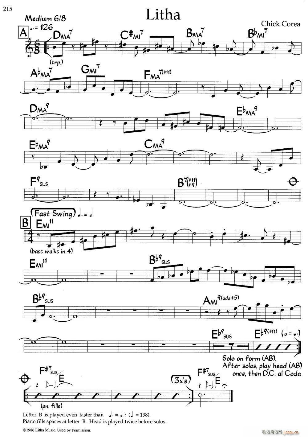 Litha 爵士钢琴曲(钢琴谱)1