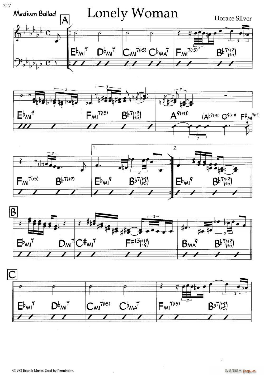 Lonely Woman 爵士钢琴曲(钢琴谱)1