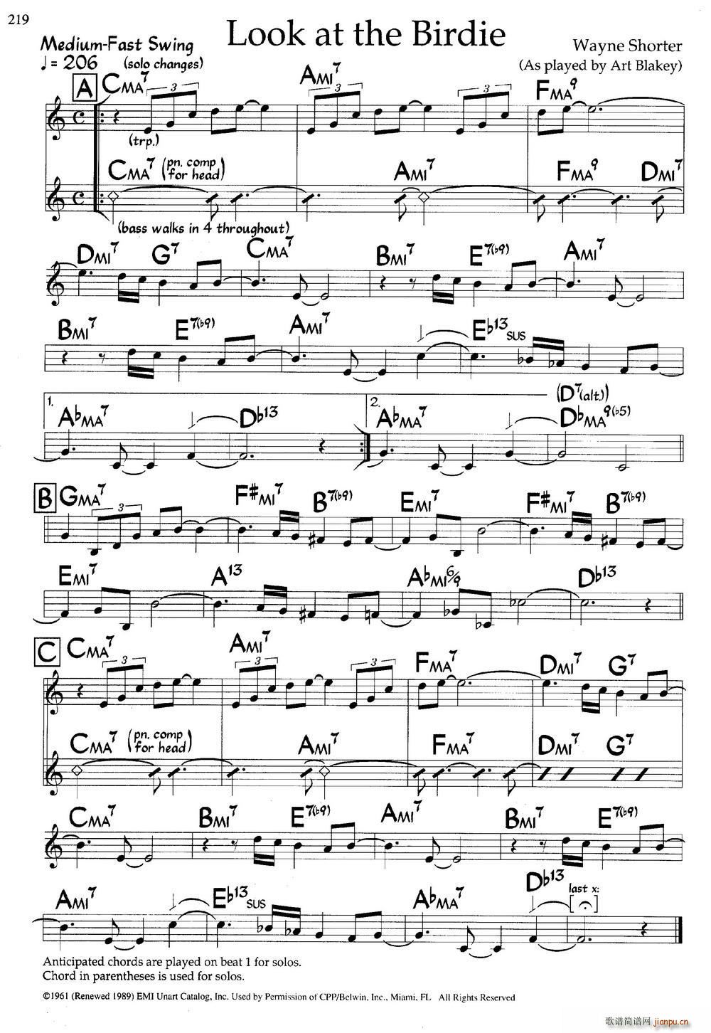 Look at the Birdie 爵士钢琴曲(钢琴谱)1