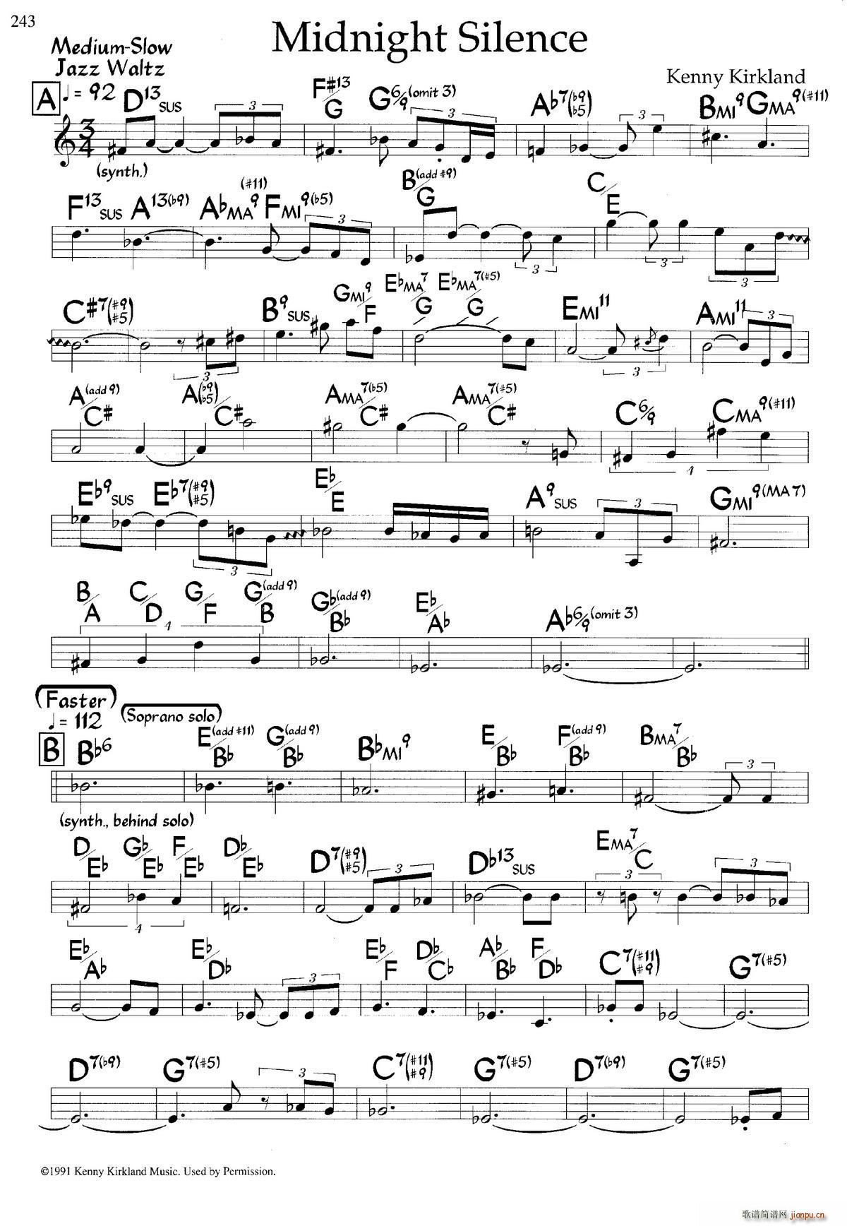 Midnidht Silense 爵士钢琴曲(钢琴谱)1