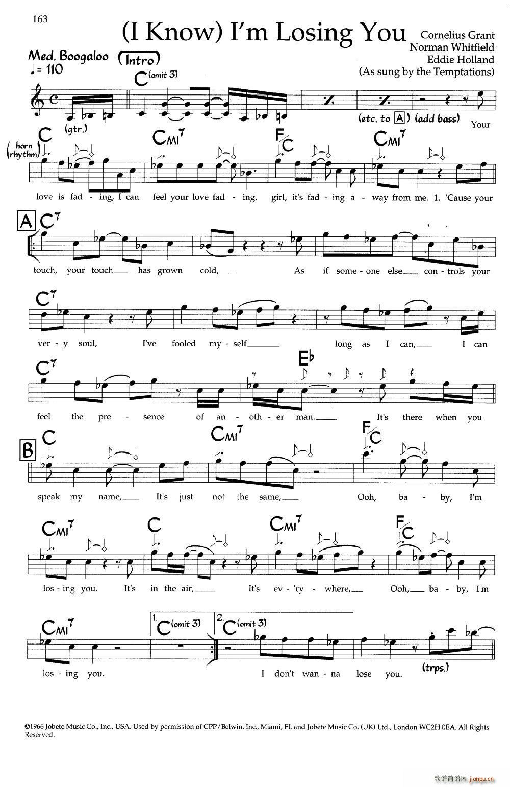 I Know I m Losing You 爵士钢琴弹唱谱(钢琴谱)1