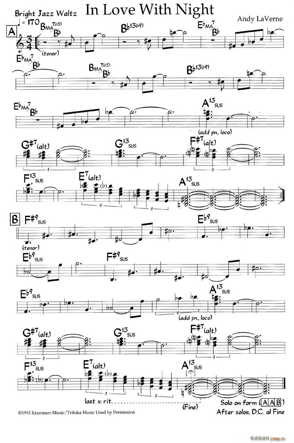 In Love With Night 爵士钢琴曲(钢琴谱)1