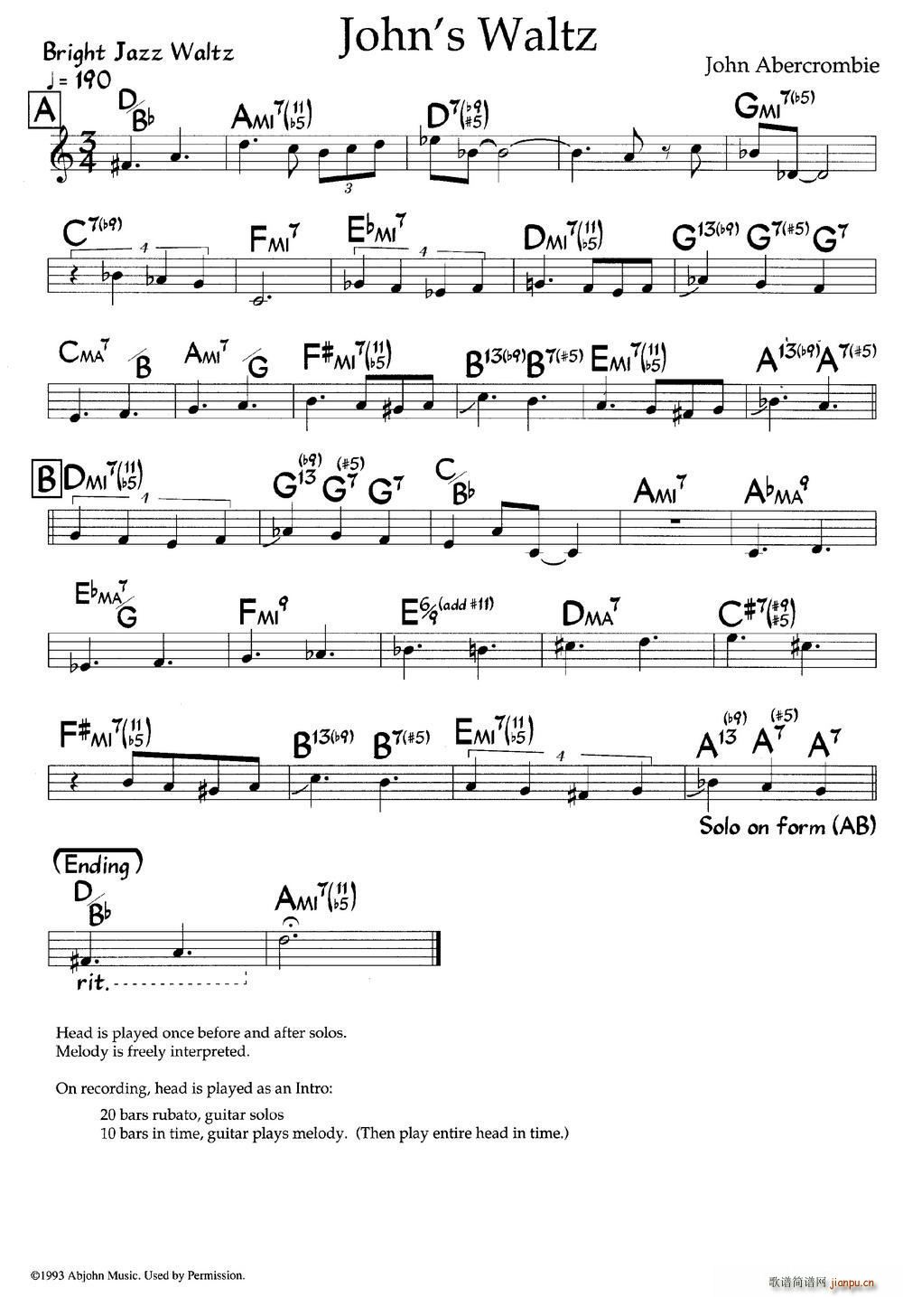 John s Waltz 爵士钢琴曲(钢琴谱)1