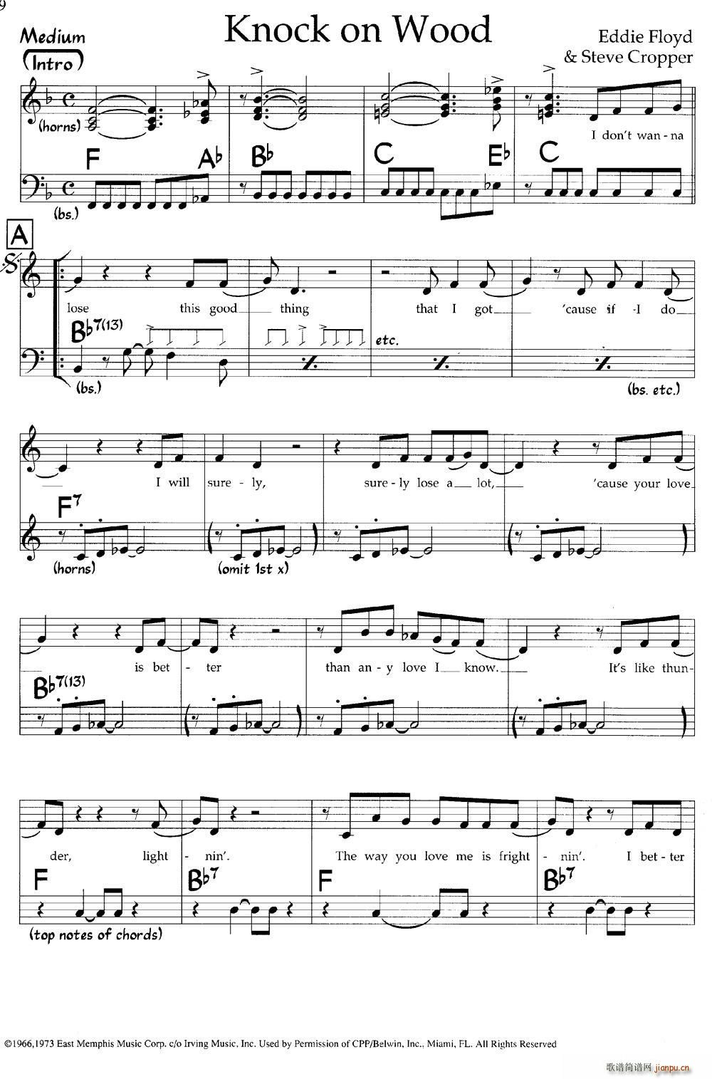 Knock on Wood 爵士钢琴曲(钢琴谱)1