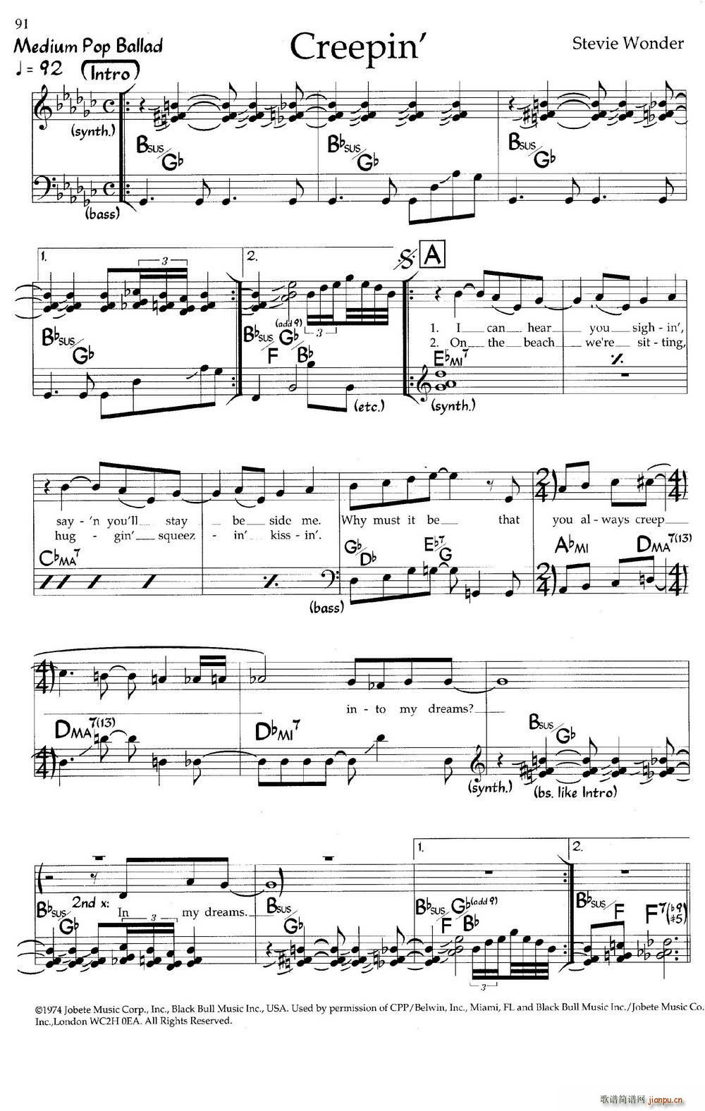 Creepin 爵士钢琴曲(钢琴谱)1