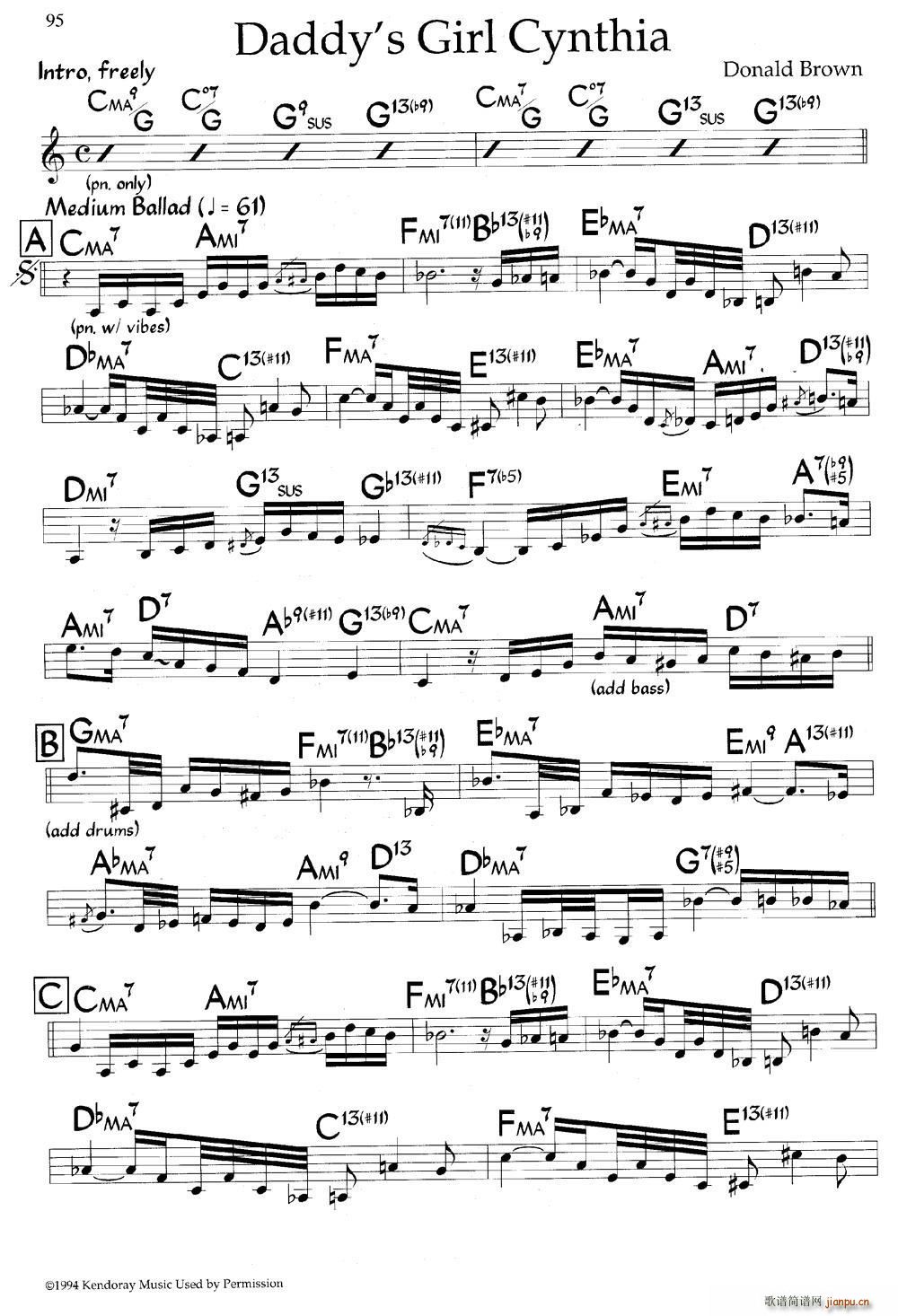 Daddy s Girl Cynthia 爵士钢琴曲(钢琴谱)1