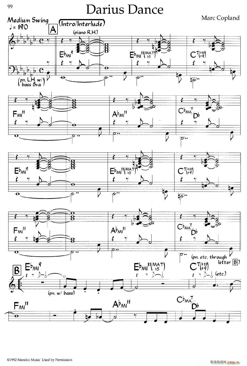 Darius Dance 爵士钢琴曲(钢琴谱)1