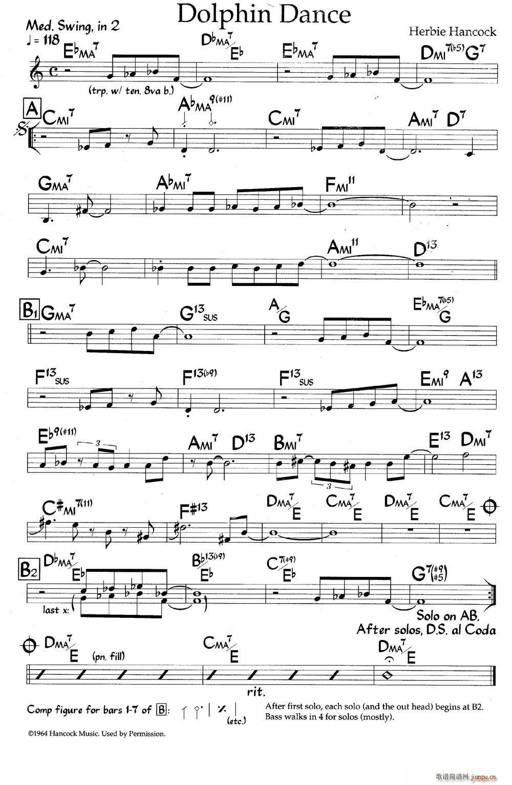 Dolphin Dance 爵士钢琴曲(钢琴谱)1