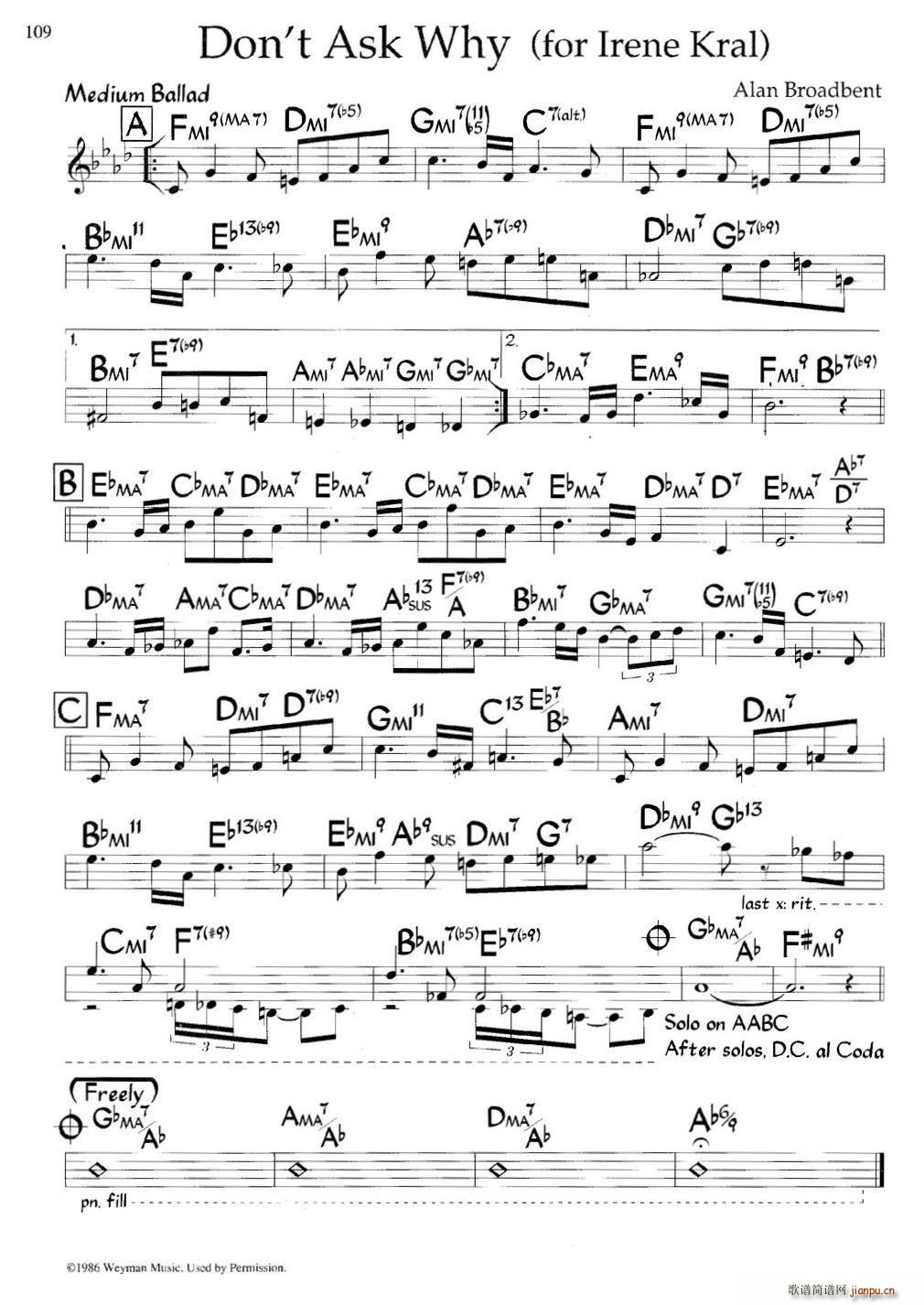 Don t Ask Why 爵士钢琴曲(钢琴谱)1