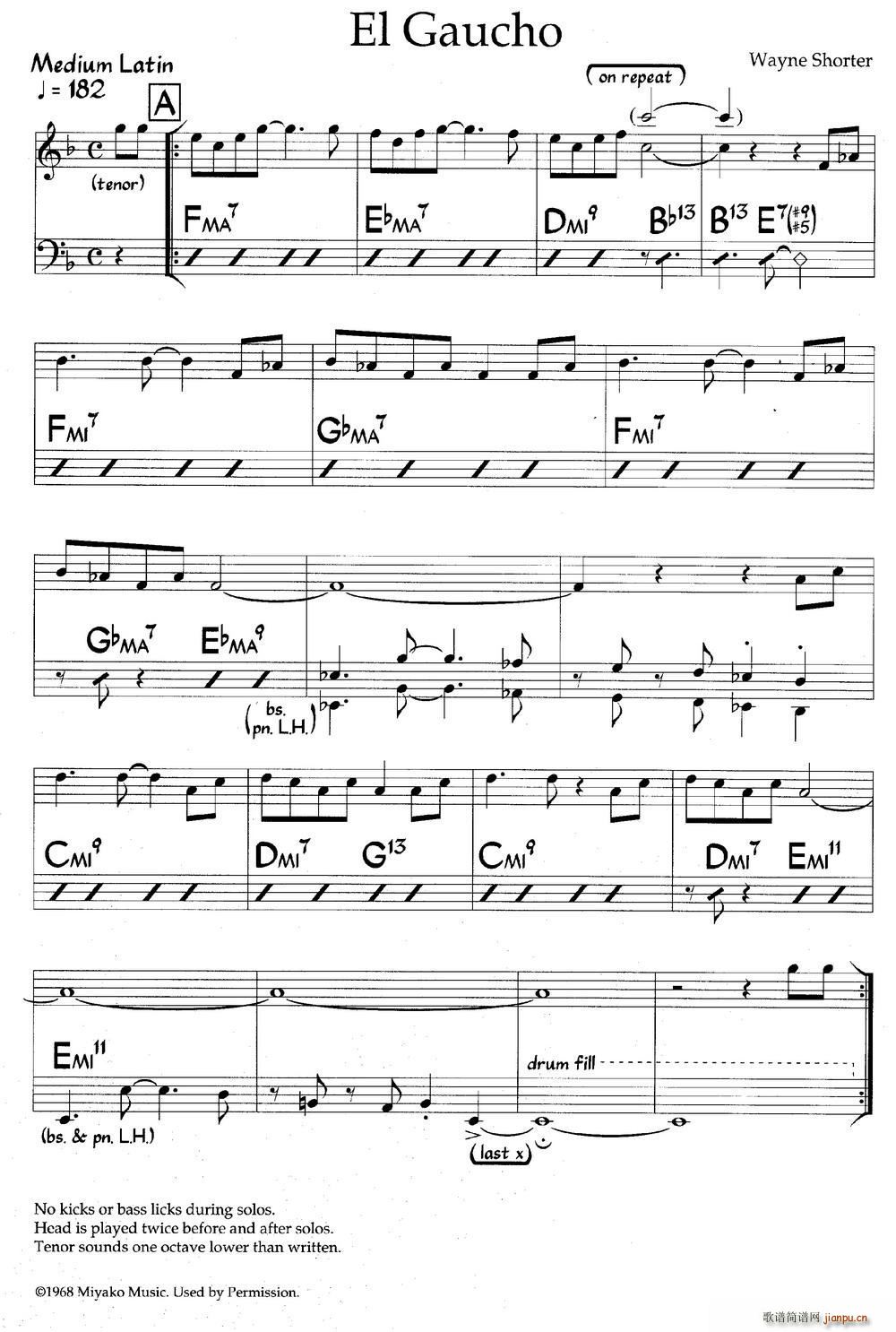 El Gaucho 爵士钢琴曲(钢琴谱)1