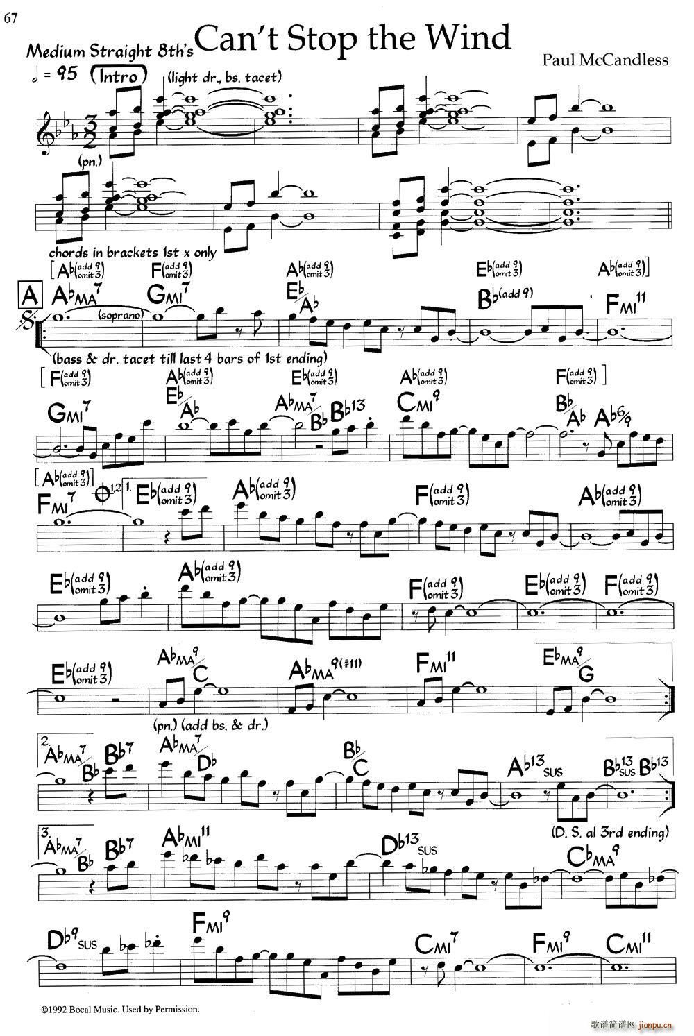Can t Stop the Wind 爵士钢琴曲(钢琴谱)1