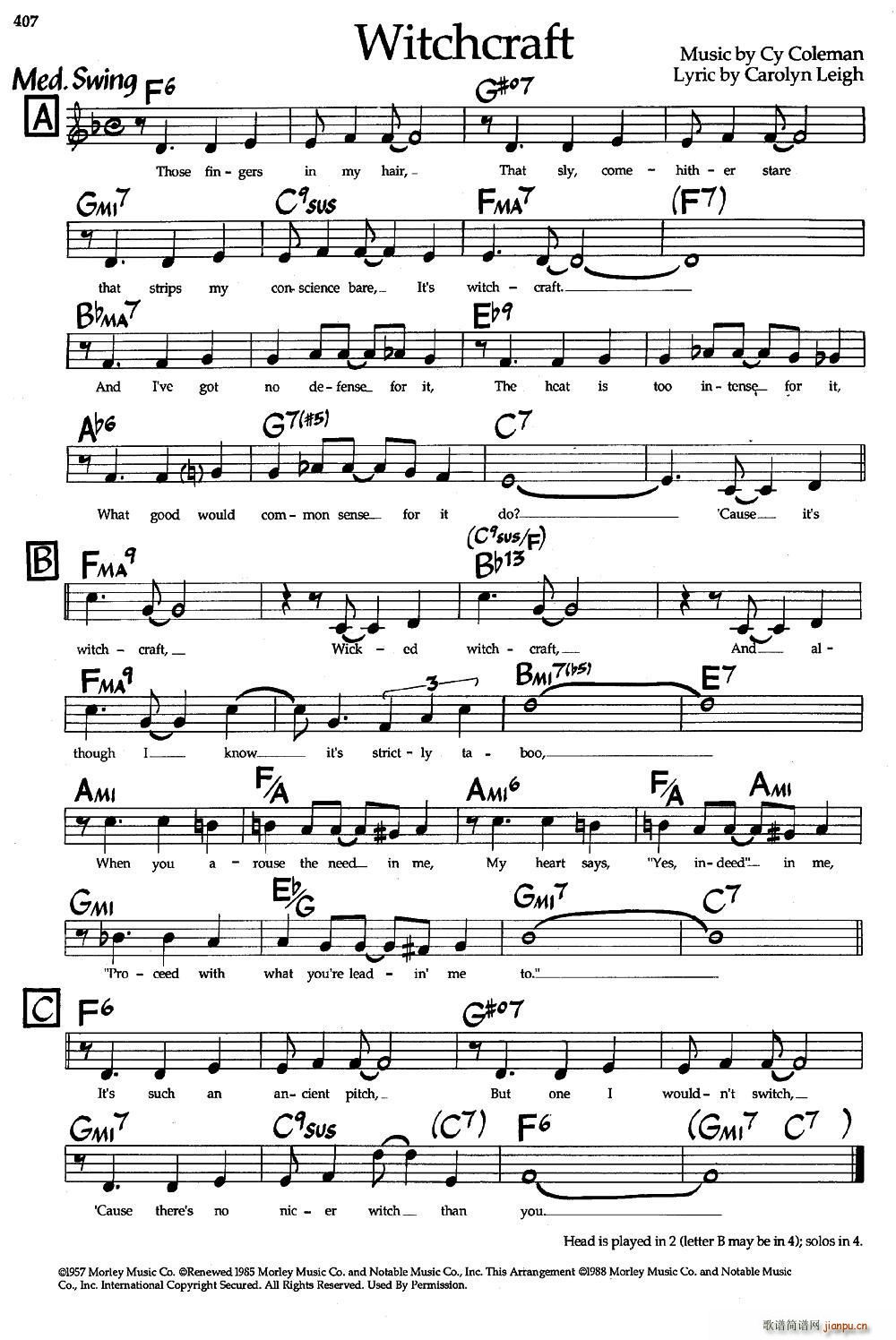 Witchcraft 爵士钢琴曲(钢琴谱)1